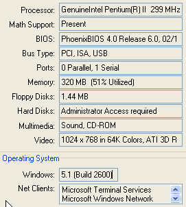 Compagno System Information (Norton Utlity Screen Shot)