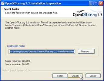 OO.o 2.3 Installation Folder Selection (click for larger image)