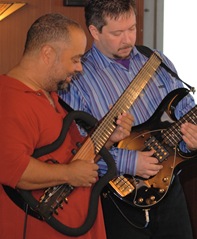 Michael Powers with bass player (click for larger image)