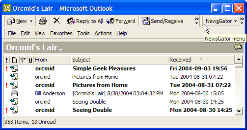 Retrieval of the latest feed for Orcmid's Lair delivers the Friday posting and replacements for the previous 12 postings (2 shown).