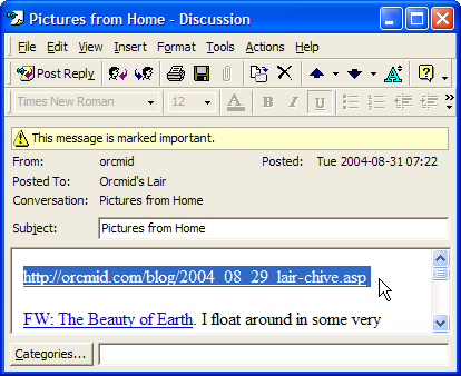 The feeding of an updated entry consists solely of a change in the permalink to an archive page instead of the post page.